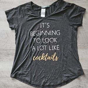 NWT Maurices Charcoal Graphic Tee with Gold Accent